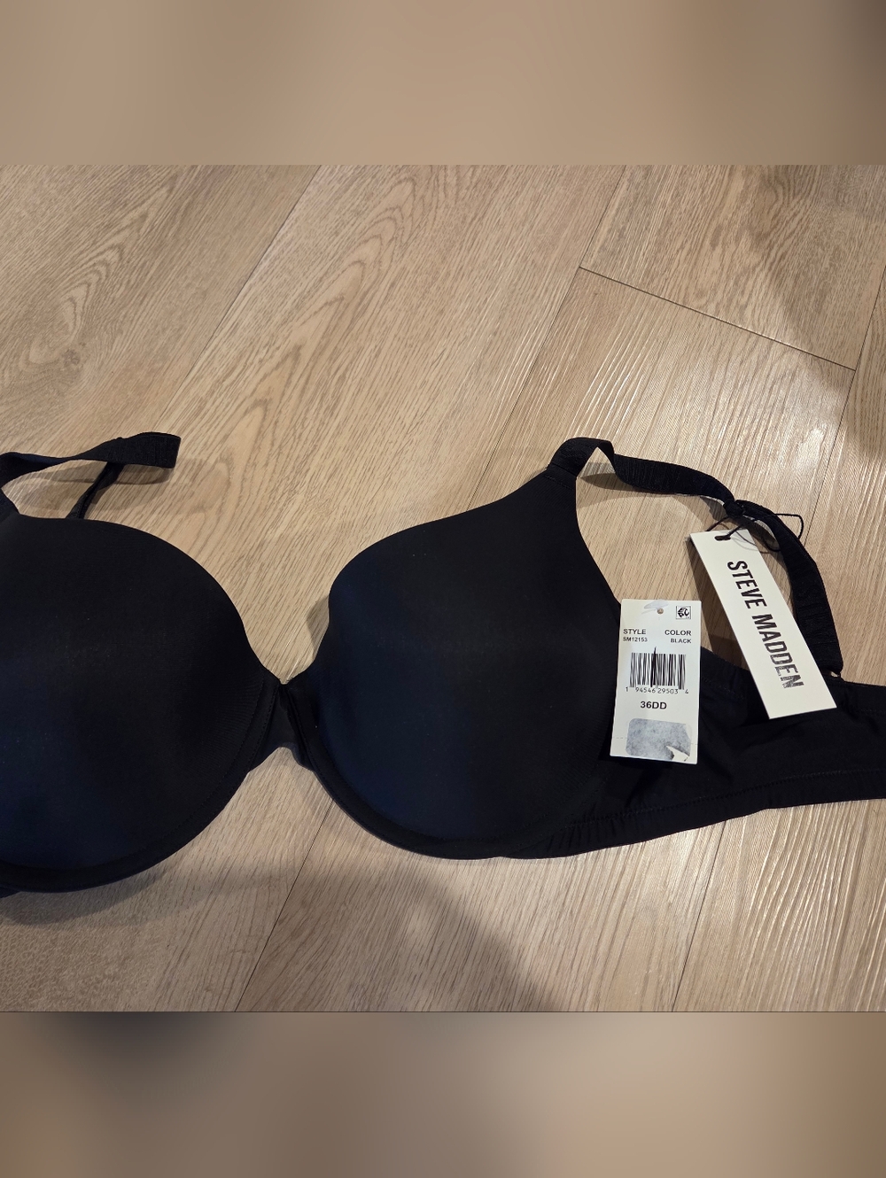 Steve Madden Black Smooth Demi Logo Strap. 36dd  T-Shirt Bra